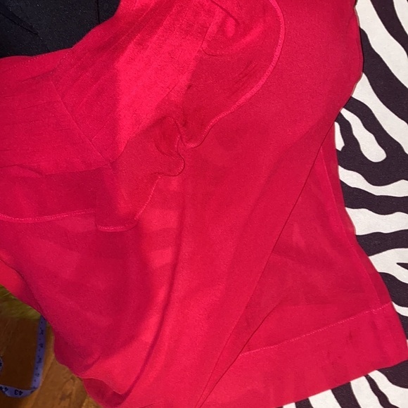 Banana Republic fushia double  layered ruffle trim blouse Sz M - Picture 16 of 16